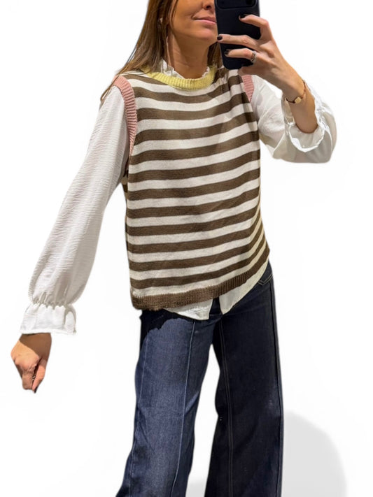 Chaleco rayas chocolate