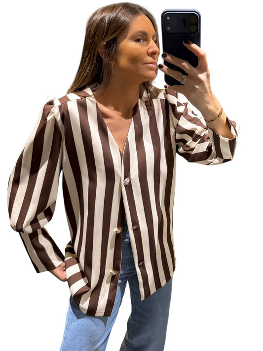 Chaqueta rayas chocolate