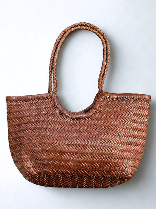 Bolso trenzado coñac