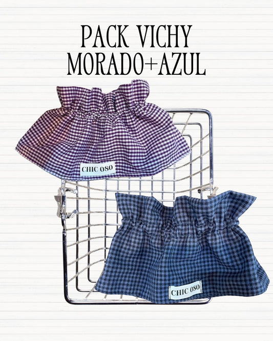Pack vichy morado+azul