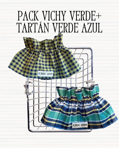 Pack vichy verde&azul + tartán verde&azul&limón