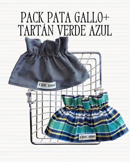 Pack pata gallo + tartán verde azul