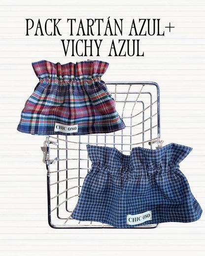 Pack tartán azul + vichy azul