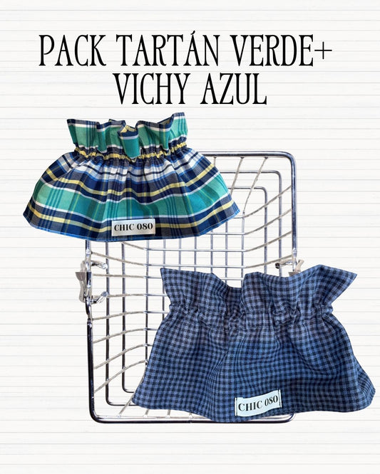 Pack tartán verde+ vichy azul