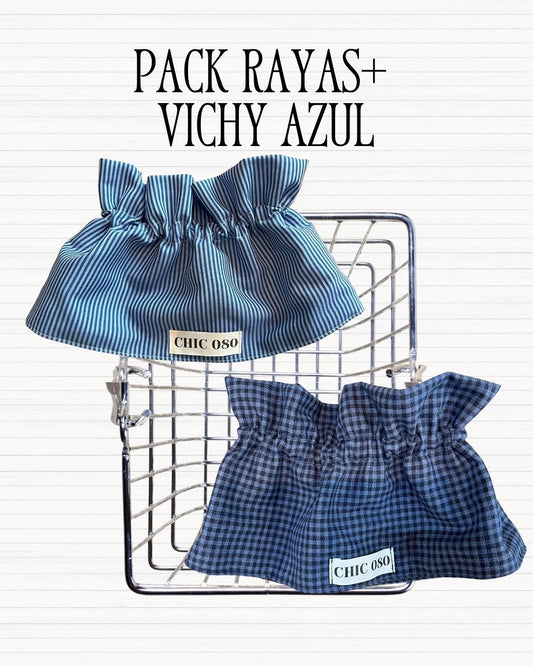 Pack rayas + vichy azul